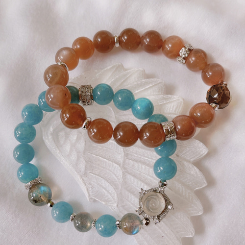 アクアマリン ラブラドライト ビーズブレスレット