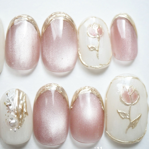 ネイルチップ オーダー シンプル ブライダル パーティー お出かけ マグネット 楽天市場】マグネットビジューデザイン ジェルネイルチップ 付け爪