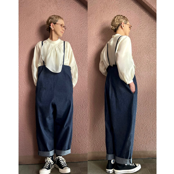 長さ選べる❣️RATA❤️絶妙抜け感シルエット❤️大人のダボっとサロペット❤️オールシーズン❤️やわらか国産岡山デニム 1枚目の画像