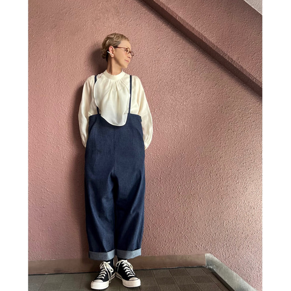 長さ選べる❣️RATA❤️絶妙抜け感シルエット❤️大人のダボっとサロペット❤️オールシーズン❤️やわらか国産岡山デニム 11枚目の画像