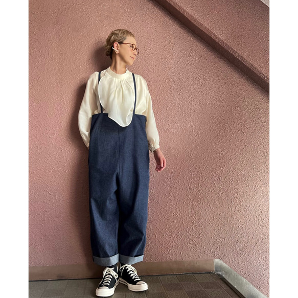 長さ選べる❣️RATA❤️絶妙抜け感シルエット❤️大人のダボっとサロペット❤️オールシーズン❤️やわらか国産岡山デニム 13枚目の画像