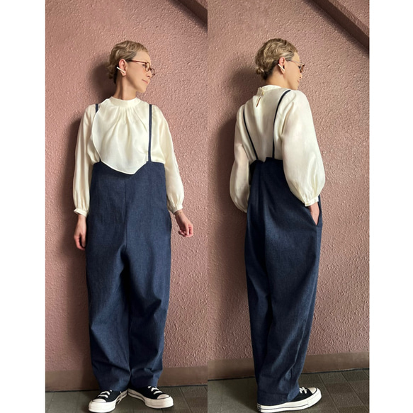 長さ選べる❣️RATA❤️絶妙抜け感シルエット❤️大人のダボっとサロペット❤️オールシーズン❤️やわらか国産岡山デニム 4枚目の画像