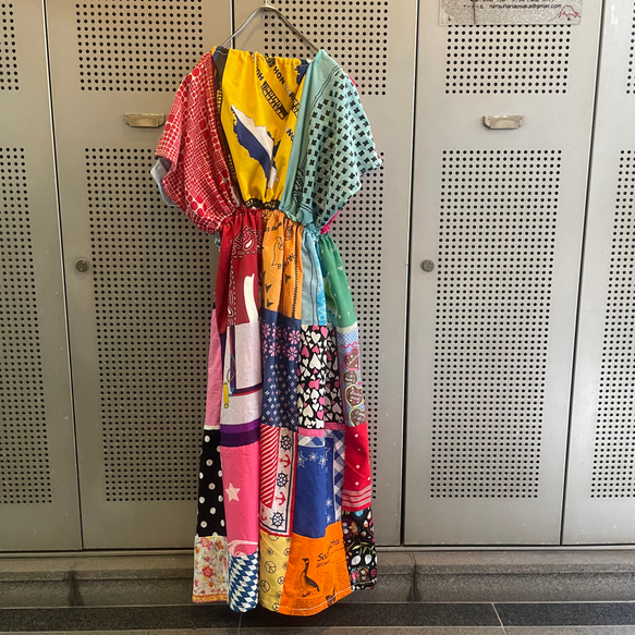古着ヴィンテージvintage ワンピースパッチワークカラフル派手