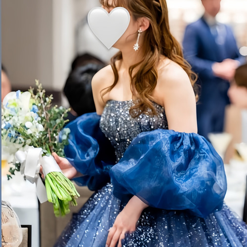 水色 シフォン ドレス ビーズ刺繍 Vネック sugarオリジナルカラー・XS