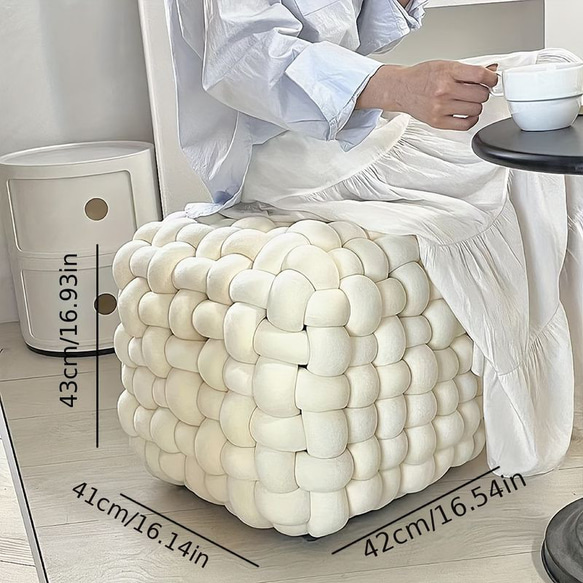 ノット スツール 結び目状 もこもこ コンパクト おしゃれ かわいい インテリア 北欧 オットマン cht-2456 あらかじめご了承ください