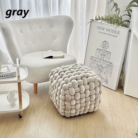 ノット スツール 結び目状 もこもこ コンパクト おしゃれ かわいい インテリア 北欧 オットマン cht-2456 あらかじめご了承ください