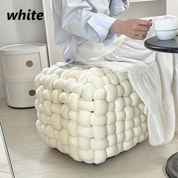 ノット スツール 結び目状 もこもこ コンパクト おしゃれ かわいい インテリア 北欧 オットマン cht-2456 あらかじめご了承ください