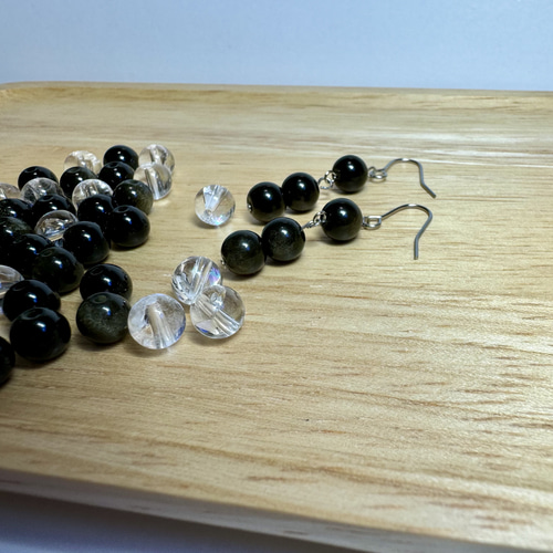 天然石 ゴールデンオブシディアン【 黒曜石】（ピアス・イヤリング