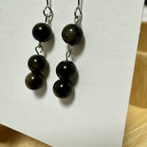 天然石 ゴールデンオブシディアン【 黒曜石】（ピアス・イヤリング