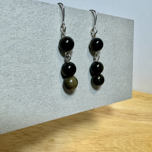 天然石 ゴールデンオブシディアン【 黒曜石】（ピアス・イヤリング