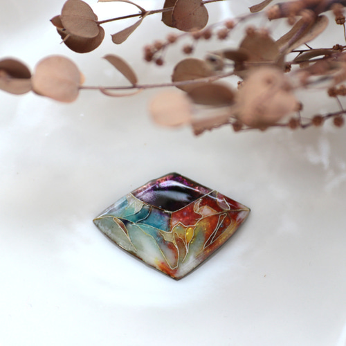 七宝焼【 幻想の宝石 /mini 】 有線七宝 ミニブローチ ブローチ asou