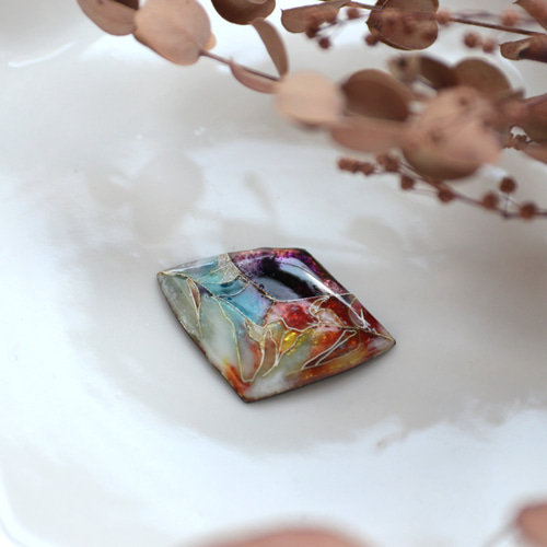 七宝焼【 幻想の宝石 /mini 】 有線七宝 ミニブローチ ブローチ asou