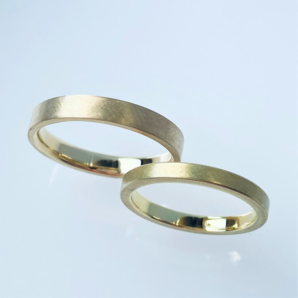 うさみみ様　専用ページ　K18　コットンテクスチャーマリッジリング　[幅広＋ノーマル][結婚指輪][ペアリング] 4枚目の画像