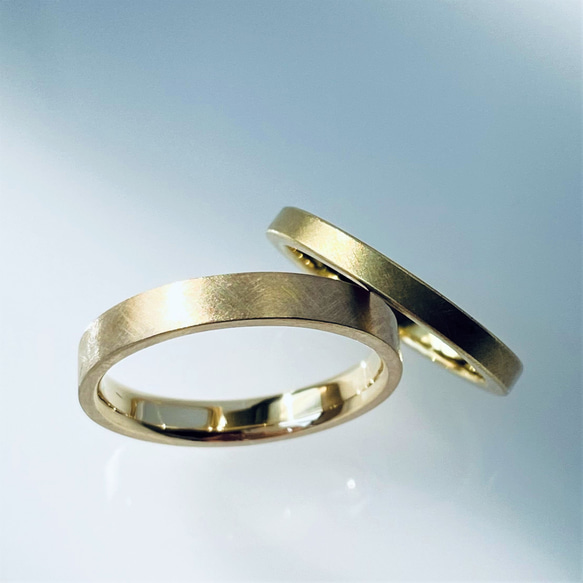 うさみみ様　専用ページ　K18　コットンテクスチャーマリッジリング　[幅広＋ノーマル][結婚指輪][ペアリング] 1枚目の画像