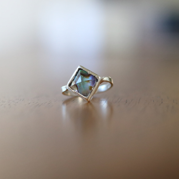 （獨一無二，Silver925）阿瓦隆貝殼x冰糖麵包切割戒指（8毫米，尺寸10） 第4張的照片