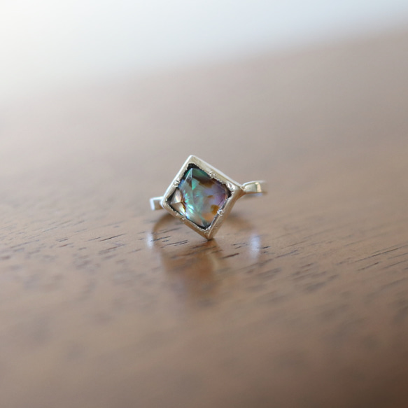 （獨一無二，Silver925）阿瓦隆貝殼x冰糖麵包切割戒指（8毫米，尺寸10） 第7張的照片