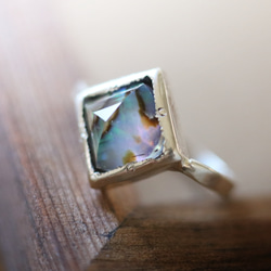 （獨一無二，Silver925）阿瓦隆貝殼x冰糖麵包切割戒指（8毫米，尺寸10） 第1張的照片