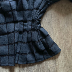 【前後で着れる2wayブラウス】ブロックチェックの起毛レース/コードラッセルレース 5枚目の画像