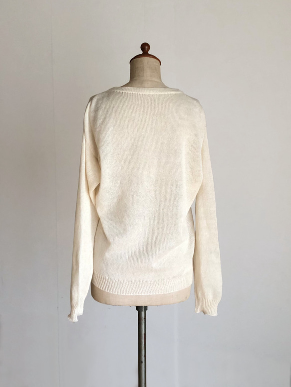 麻綿のカーディガン　オフホワイト　程よい透け感　春夏秋用 7枚目の画像