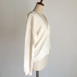 麻綿のカーディガン　オフホワイト　程よい透け感　春夏秋用 6枚目の画像