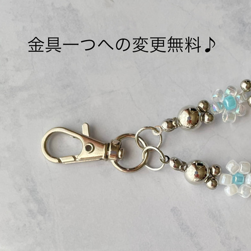 桜ピンクのスマホハンドストラップ ビーズ お出かけ デイリー 大人