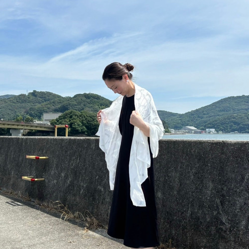 大判ストール 上品 エレガント シフォンストール 白 結婚式