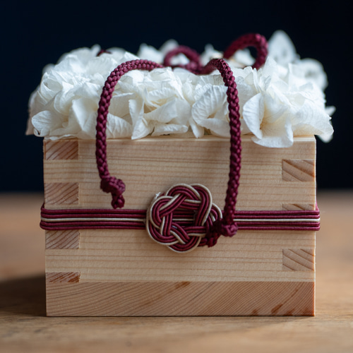 ますます幸せ＊ひのき枡のあじさいリングピロー＊葡萄色 リングピロー