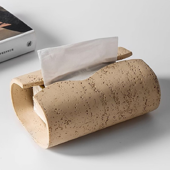 天然石風ティッシュカバー 樹脂 ペーパーホルダー ティッシュ ボックス