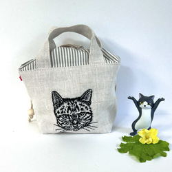 感謝価格　巾着　トートバッグ　ハンドメイド　猫柄 f089cb76a14afc194ee9f53c2cd316