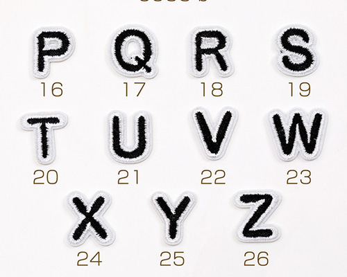 C533-b-19 12個 刺繍ワッペン アルファベット アップリケ ワッペン