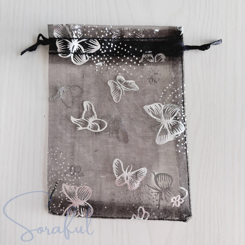 20枚セット】オーガンジー 巾着 袋 蝶 バタフライ 9x12cm