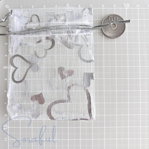 20枚セット】オーガンジー 巾着 袋 ハート 7x9cm【ラッピング資材】O