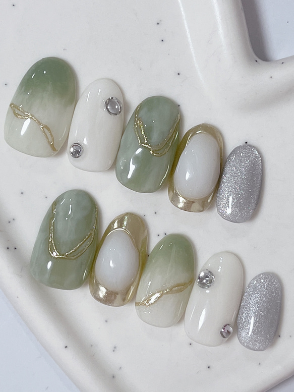 mmkネイルチップ 抹茶ミルク系ネイルチップ ネイルチップ（つけ爪） MIRI NAIL 通販