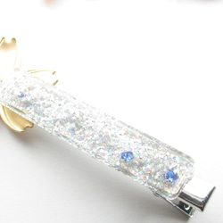 ギンギラナイトの夜は、とてもホッとでクォーツだからどうか終わらないでほしい♪<創作ヘアクリップ>HC079 1枚目の画像