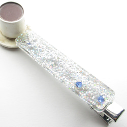 ギンギラナイトの夜は、とてもホッとでクォーツだからどうか終わらないでほしい♪<創作ヘアクリップ>HC079 2枚目の画像