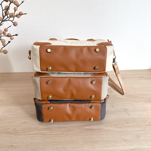 キルティング生地のころんとスクエア2WAYボストンバッグ【選べる