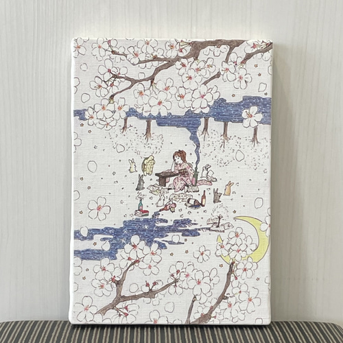 花見酒」キャンバスパネル 桜 お花見 お酒 着物 ウサギ カメ 絵