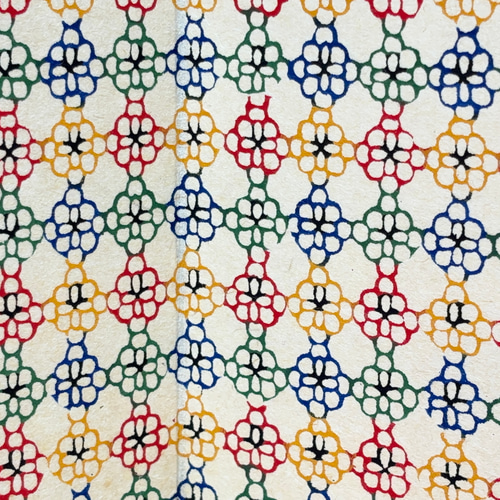 4曲屏風 友禅型染紙 小花文様 その他インテリア雑貨 片岡屏風店