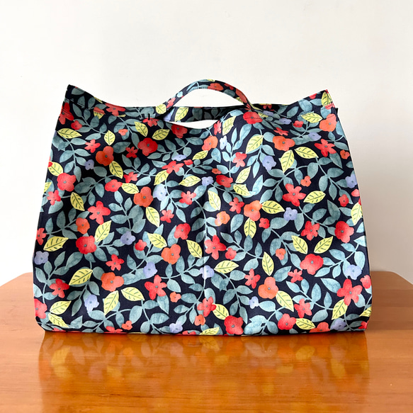 ピザボックスが入るエコバッグ/garden:navy 10枚目の画像