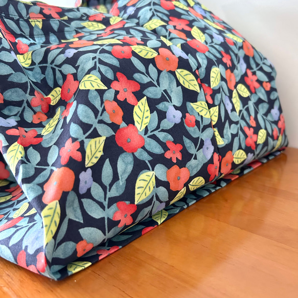 ピザボックスが入るエコバッグ/garden:navy 11枚目の画像
