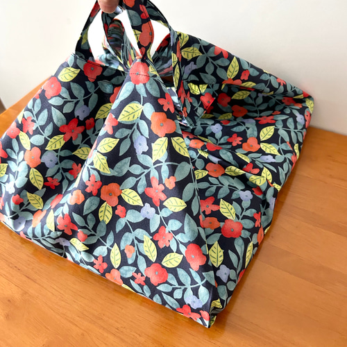 ピザボックスが入るエコバッグ/garden:navy エコバッグ・サブバッグ