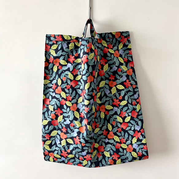 ピザボックスが入るエコバッグ/garden:navy 8枚目の画像