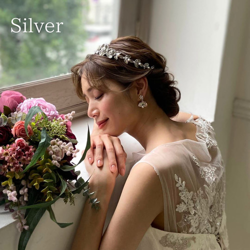 ブロッサムクラウンティアラ&イヤリング/ピアスset T-108|花嫁 花