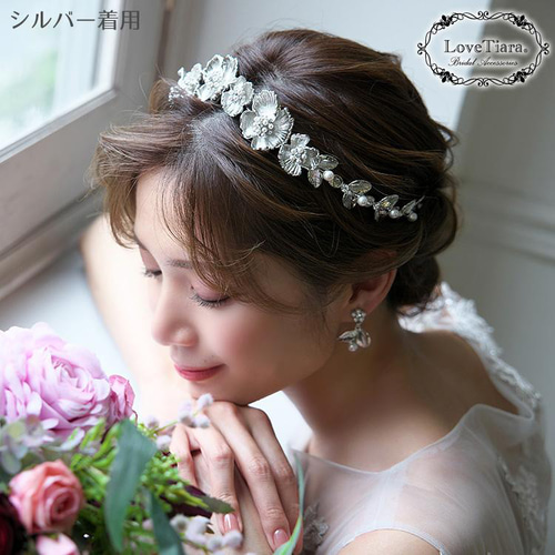 ブロッサムクラウンティアラ&イヤリング/ピアスset T-108|花嫁 花