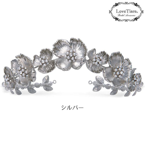 ブロッサムクラウンティアラ&イヤリング/ピアスset T-108|花嫁 花