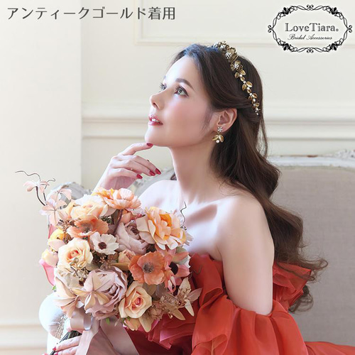 ブロッサムクラウンティアラ&イヤリング/ピアスset T-108|花嫁 花