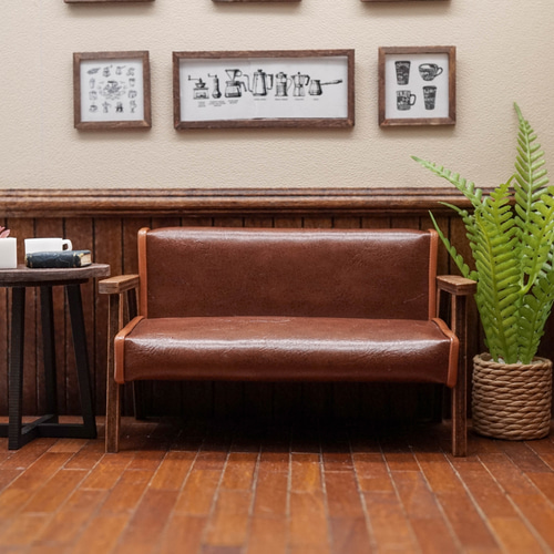 1/12 ミニチュアレザーソファ 二人掛け その他置物 kuma's market 通販