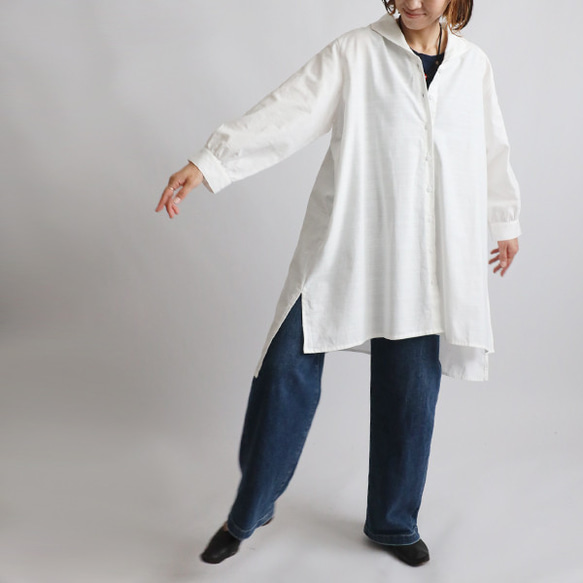 最終SALE 上質ギマ擬麻コットン へちま襟 燕尾裾ワイド