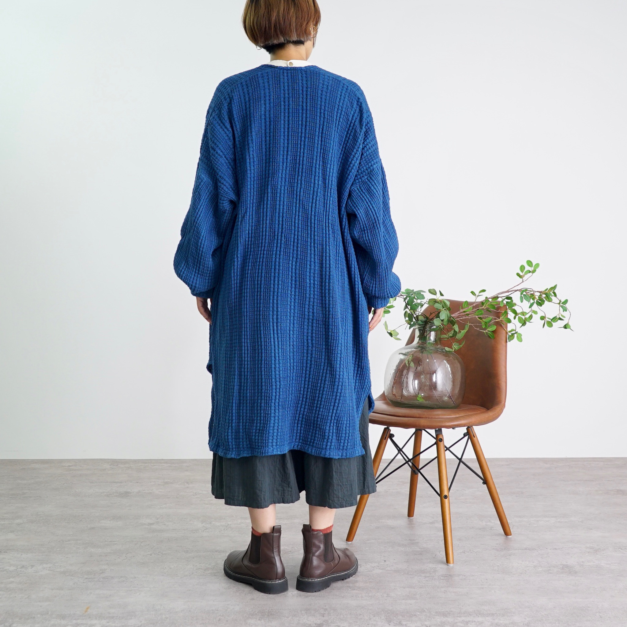 ロングカーディガン/ブルー/愛知県三河ニット