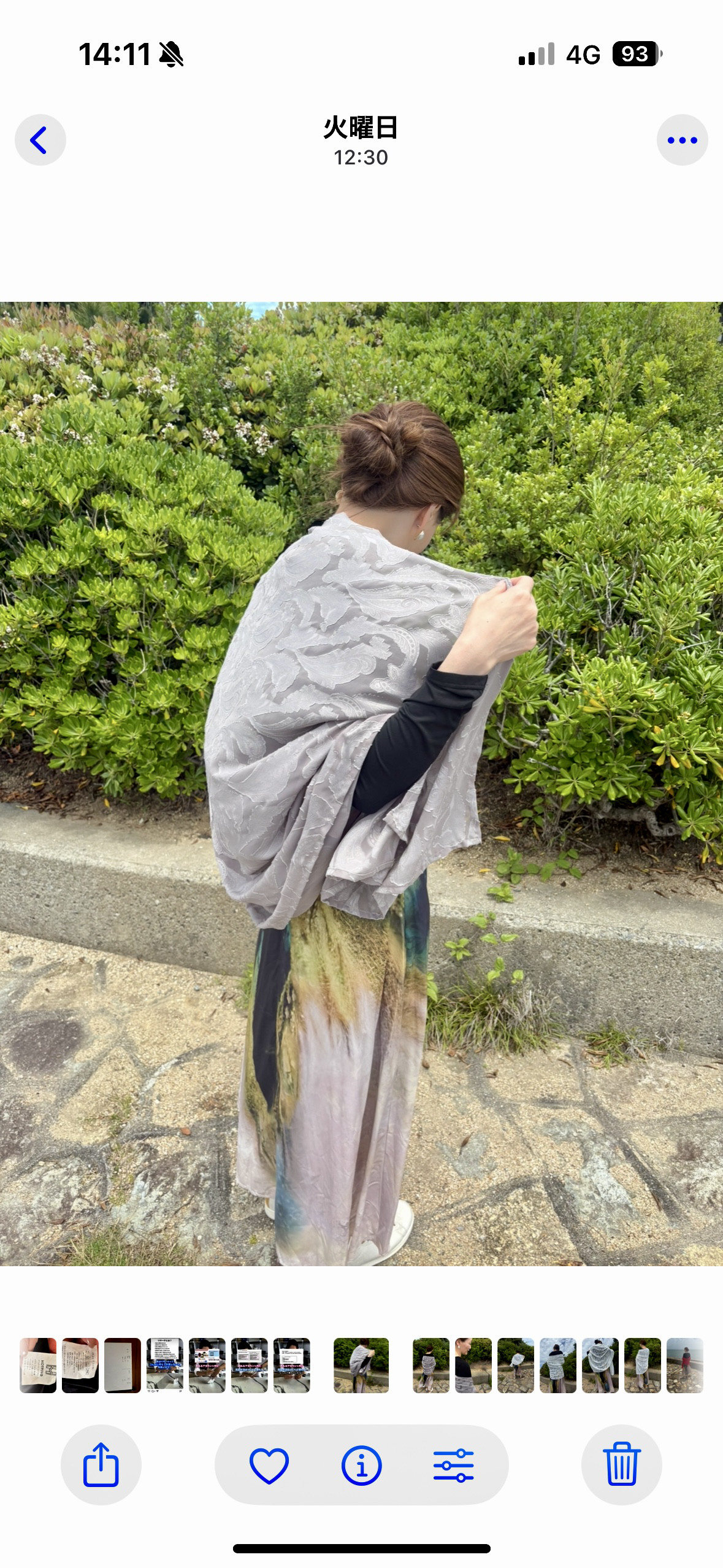 大判ストール　上品　エレガント　シフォンストール　グレー